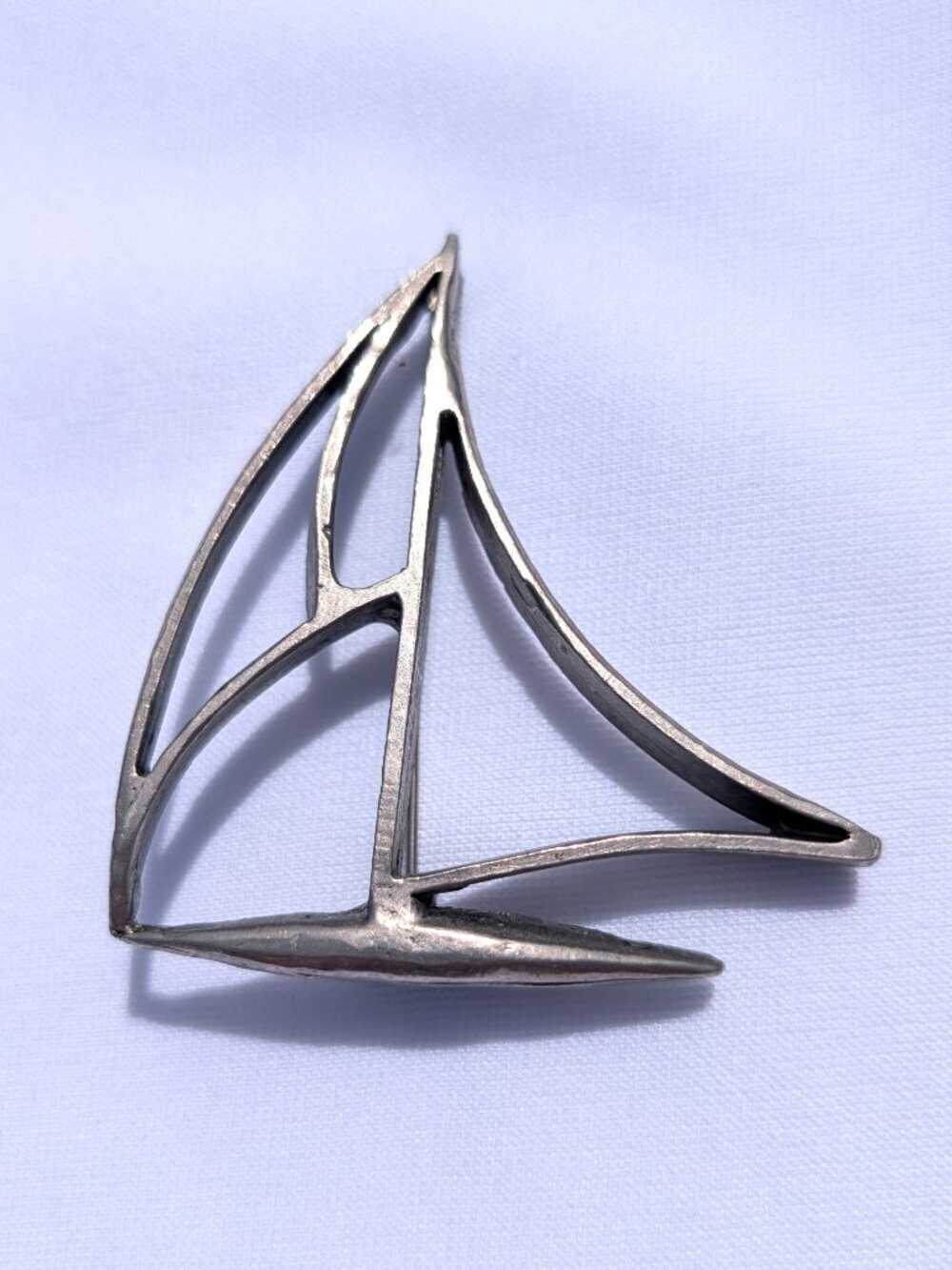 Vintage Sailboat Silver Brooch Pin Handmade Signed Joy 28.4grams 2.5 inches